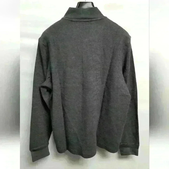 Men's Perry Ellis Quarter Zip Sweater Charcoal Heather $69 - Picture 4 of 9
